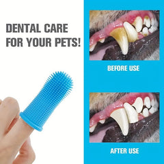 Dog Fingertip Toothbrush Soft Silicone Bristles Pet Teeth Cleaning Brush