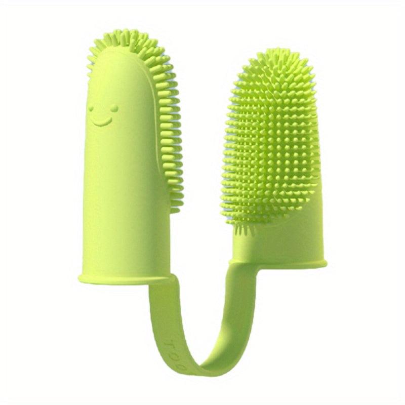 Dog Soft Double Finger Cover Toothbrush TPR Tooth Brush Pet Teeth Cleaning