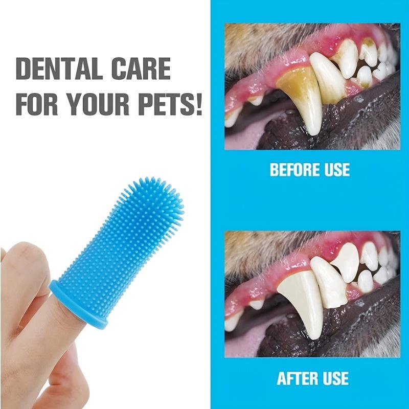 2pcs Soft Silicone Dog Finger Toothbrush with Storage Box