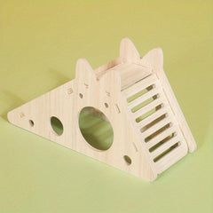 Wooden Hamster House with Ladder and Slide Hideout Toy for Small Animals