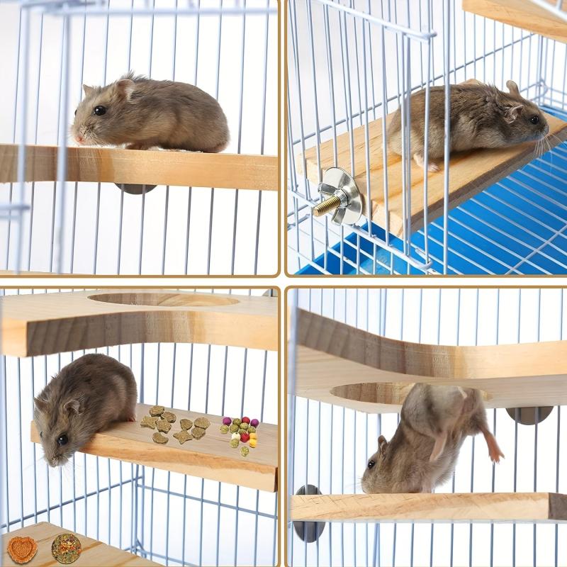 5pcs Hamster Wooden Platforms Set L Shaped Small Pet Cage Accessories