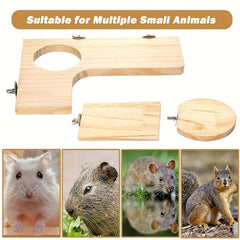 5pcs Hamster Wooden Platforms Set L Shaped Small Pet Cage Accessories