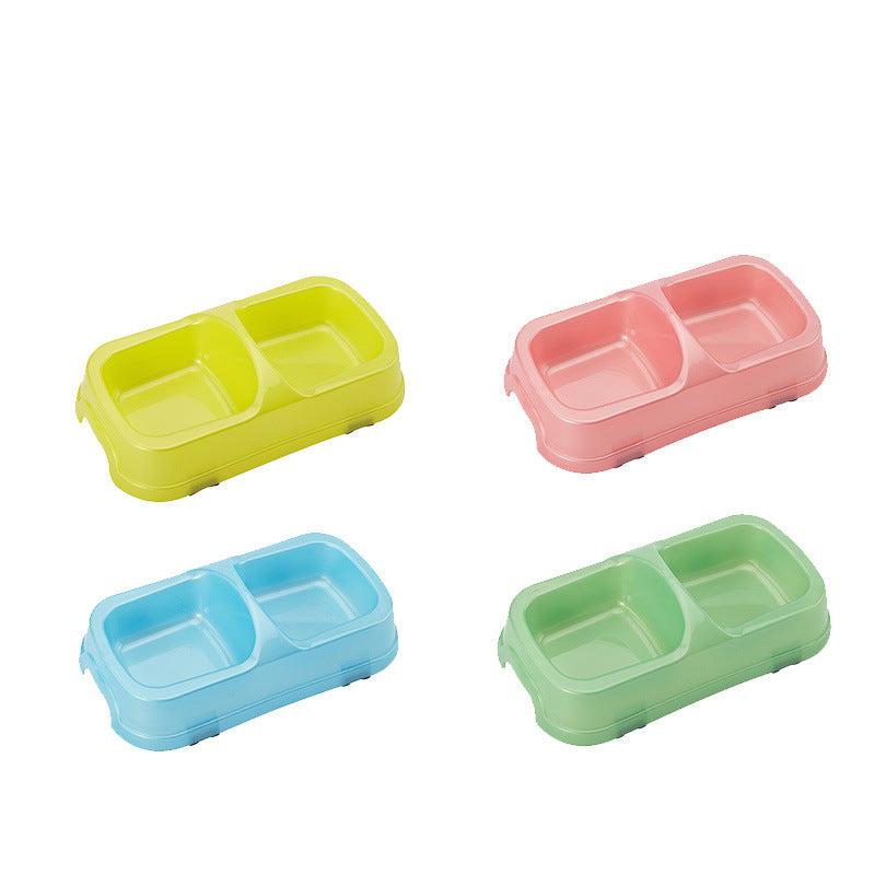 Colorful Transparent Double Bowl Dog and Cat Food Bowl
