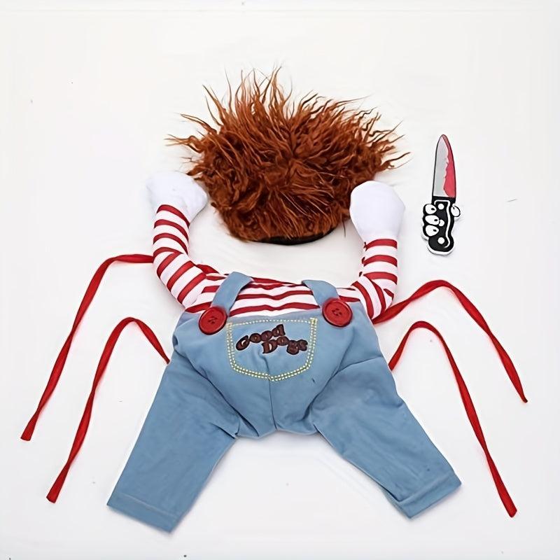 Funny Dog Halloween Costume With Dagger Toy