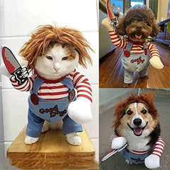Funny Dog Halloween Costume With Dagger Toy