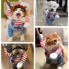 Funny Dog Halloween Costume With Dagger Toy
