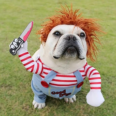 Funny Dog Halloween Costume With Dagger Toy