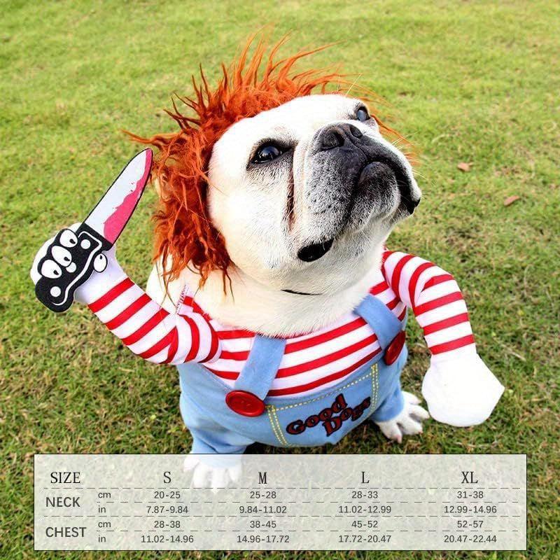 Funny Dog Halloween Costume With Dagger Toy