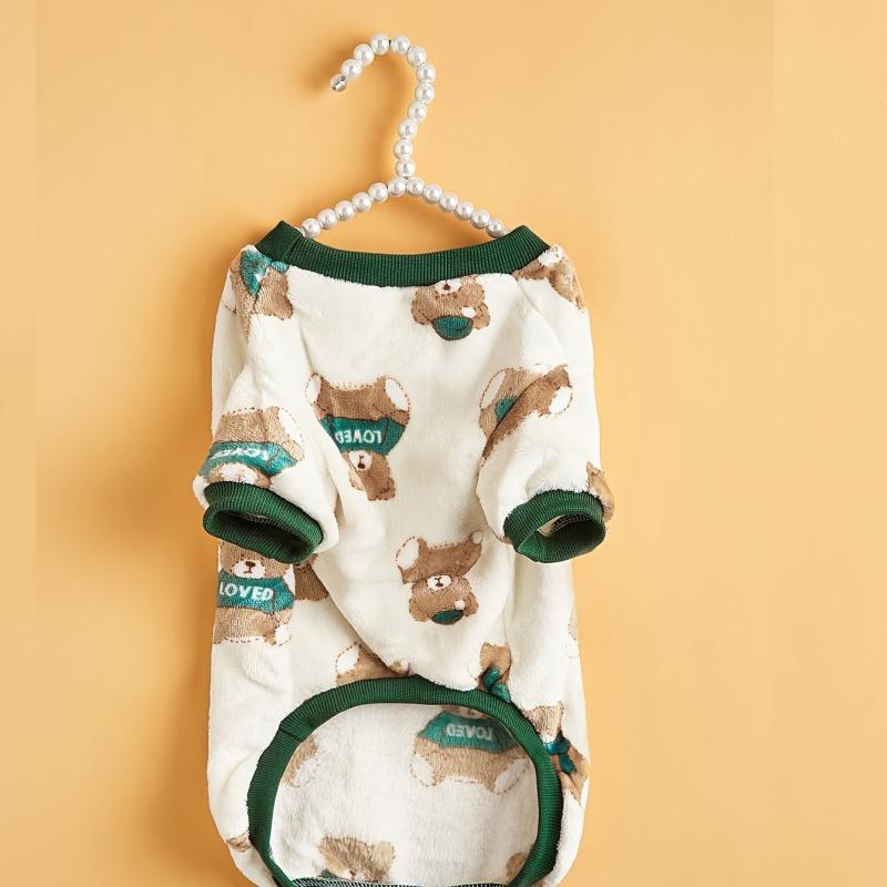 Bear Pattern Pet Sweater Soft Fleece Material Winter Months
