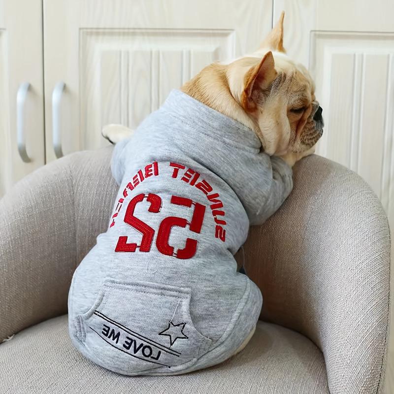 1pc Gray Dog Sweatshirt with Pocket - Perfect Pet Apparel for Cold Weather
