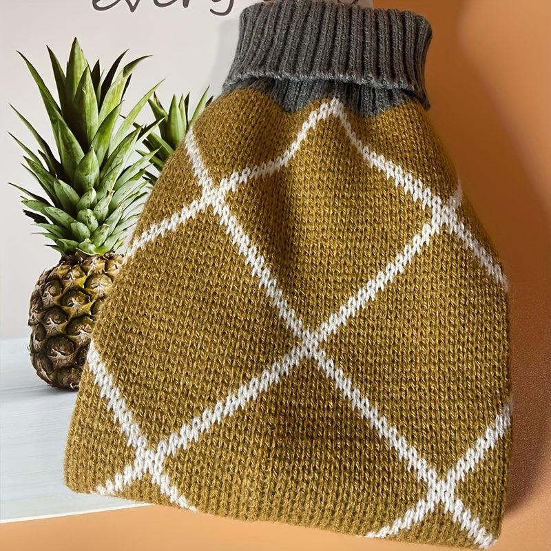 Khaki Rhombus Pattern Pet Sweater