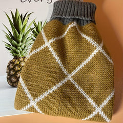 Khaki Rhombus Pattern Pet Sweater
