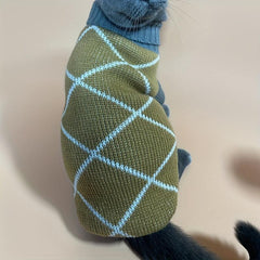 Khaki Rhombus Pattern Pet Sweater