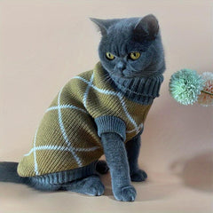 Khaki Rhombus Pattern Pet Sweater