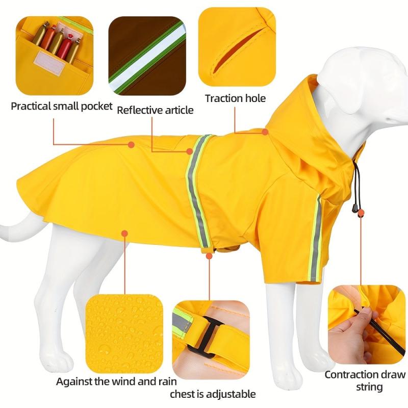 Pet Hooded Raincoat Cape Style Reflective Dog Clothing