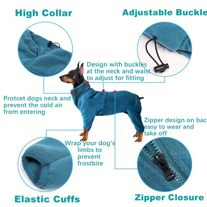 Dog Winter Coat Fleece Pullover Pajamas Full Body Covered Clothes