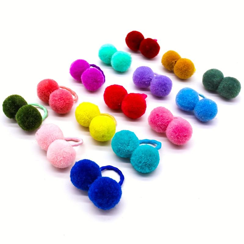 10pcs Pompom Hair Ties for Pets - Fun and Stylish Pet Accessories