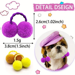 10pcs Pompom Hair Ties for Pets - Fun and Stylish Pet Accessories