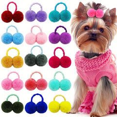 10pcs Pompom Hair Ties for Pets - Fun and Stylish Pet Accessories