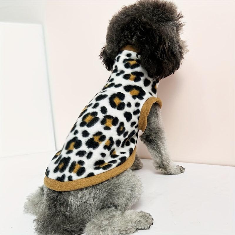Leopard Graphic Pet Plush Sweater Dog Warm Clothes