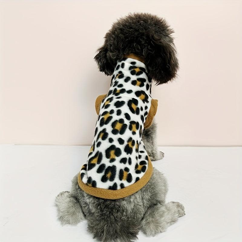 Leopard Graphic Pet Plush Sweater Dog Warm Clothes