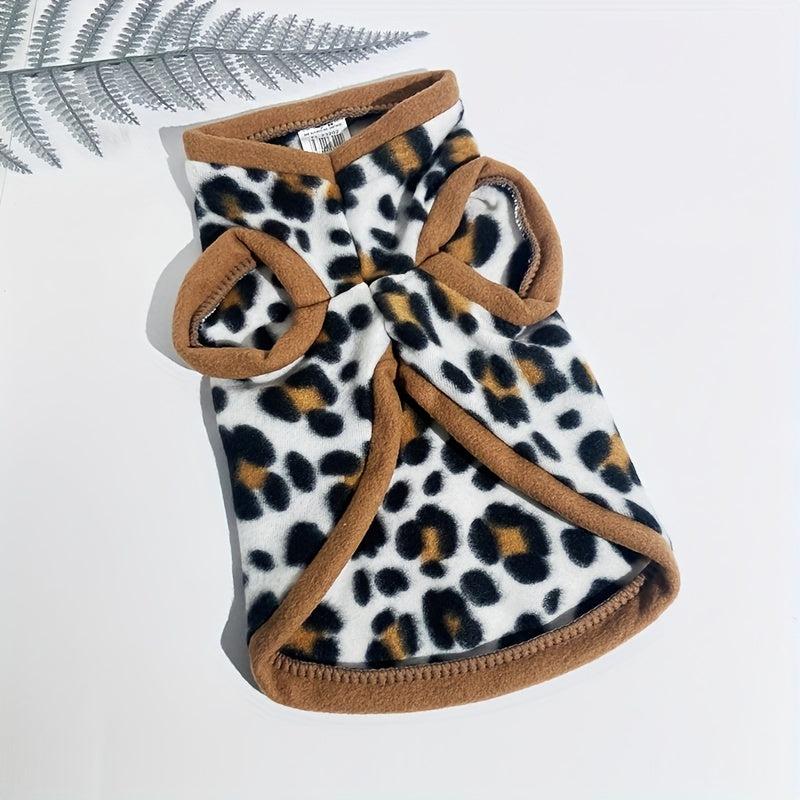 Leopard Graphic Pet Plush Sweater Dog Warm Clothes
