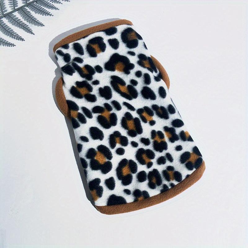 Leopard Graphic Pet Plush Sweater Dog Warm Clothes