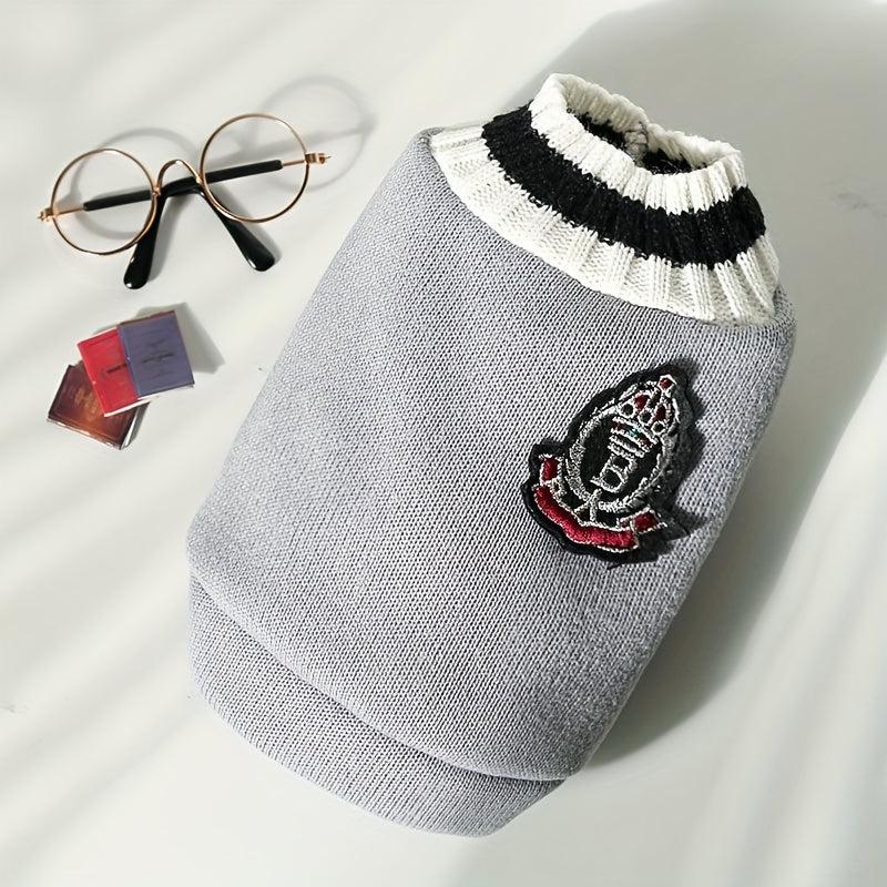 College Style Pet Dog Knitted V neck Vest Sweater