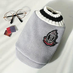 College Style Pet Dog Knitted V neck Vest Sweater
