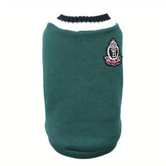 College Style Pet Dog Knitted V neck Vest Sweater
