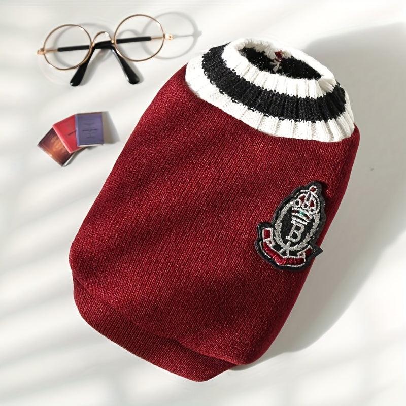 College Style Pet Dog Knitted V neck Vest Sweater