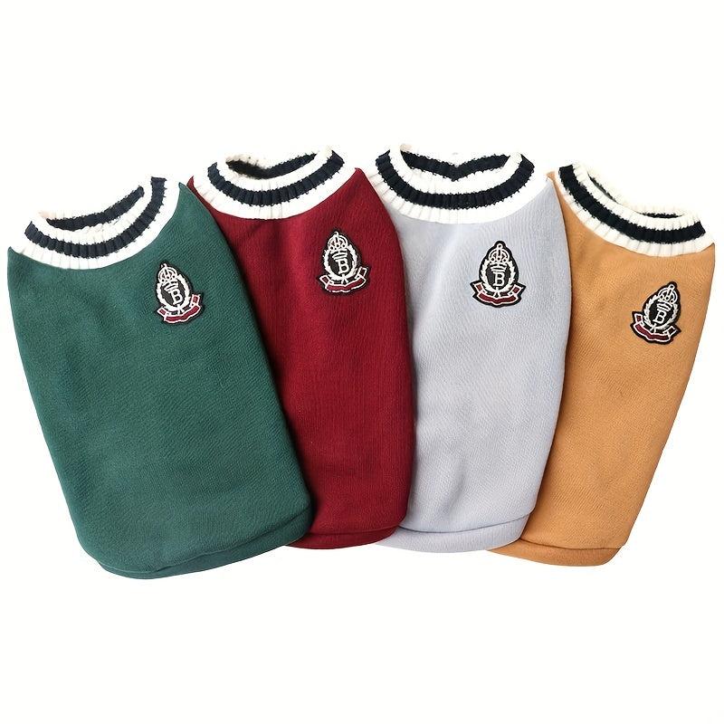 College Style Pet Dog Knitted V neck Vest Sweater