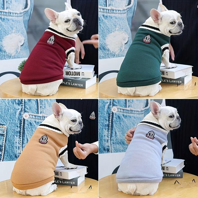 College Style Pet Dog Knitted V neck Vest Sweater