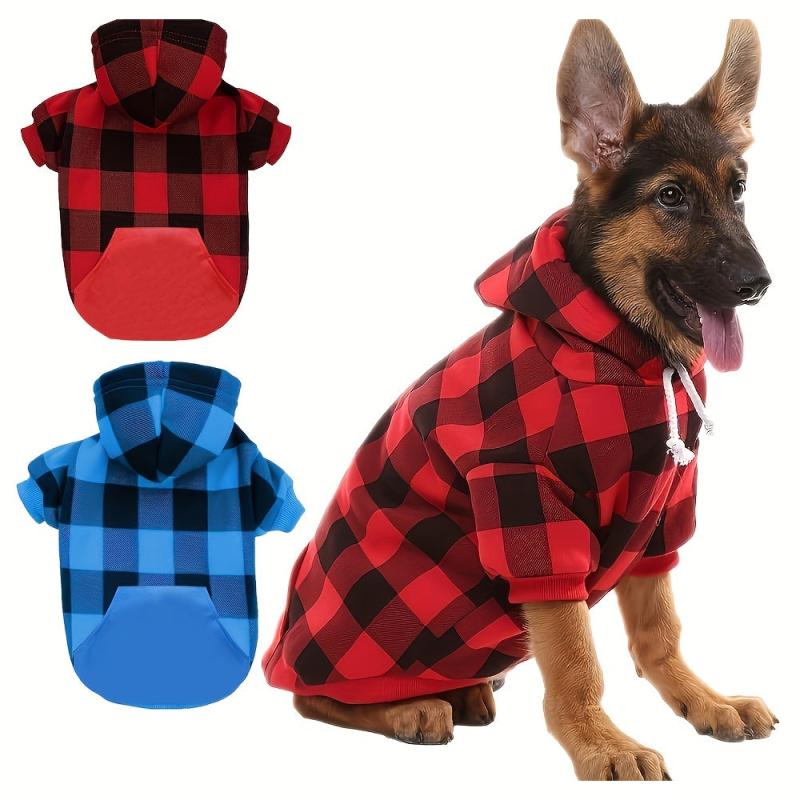 Plaid Pet Hoodie for Autumn and Winter - Dog Warm Clothes