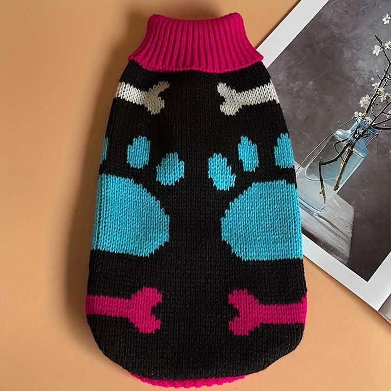 Paw Graphic Pet Sweater for Winter