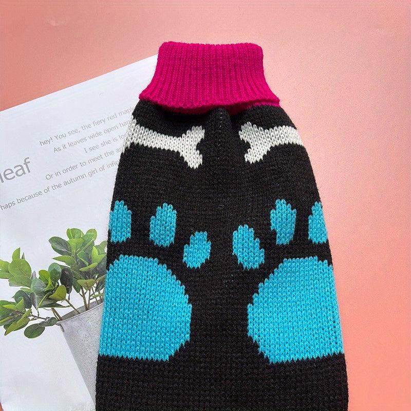 Paw Graphic Pet Sweater for Winter