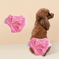 Cartoon Pet Sanitary Pants with Lace Skirt - Multifunctional Pet Accessory