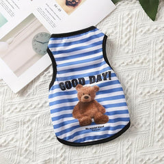 Striped & Bear Print Pet Tank for Small and Medium Dog