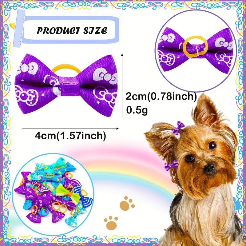 40pcs Mixed Style Pet Grooming Hair Bows with Rubber Bands