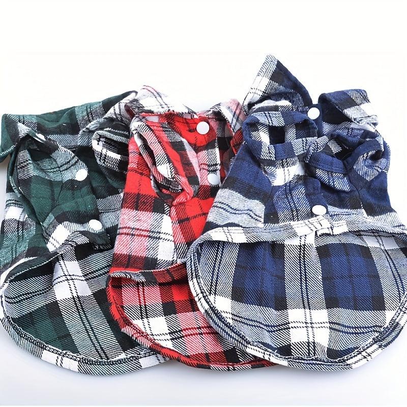 British Plaid Dog Shirt All Seasons Puppy T Shirt with Two Legged