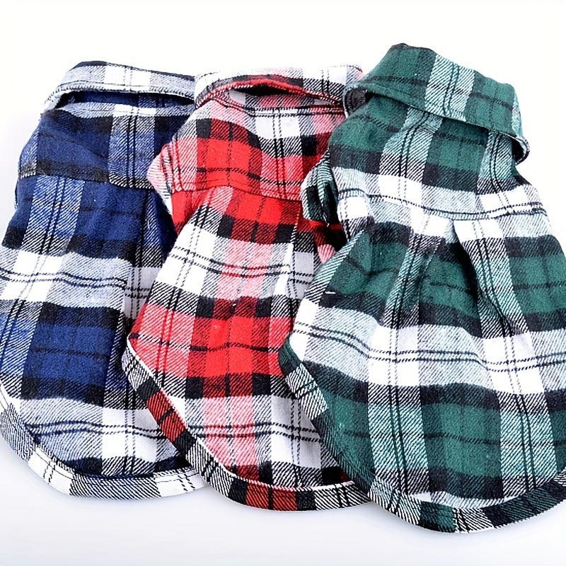 British Plaid Dog Shirt All Seasons Puppy T Shirt with Two Legged