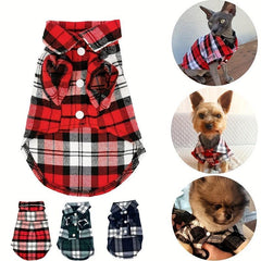 British Plaid Dog Shirt All Seasons Puppy T Shirt with Two Legged