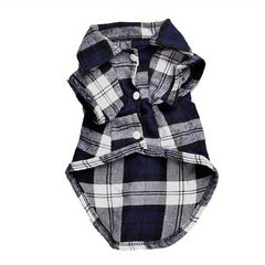 British Plaid Dog Shirt All Seasons Puppy T Shirt with Two Legged