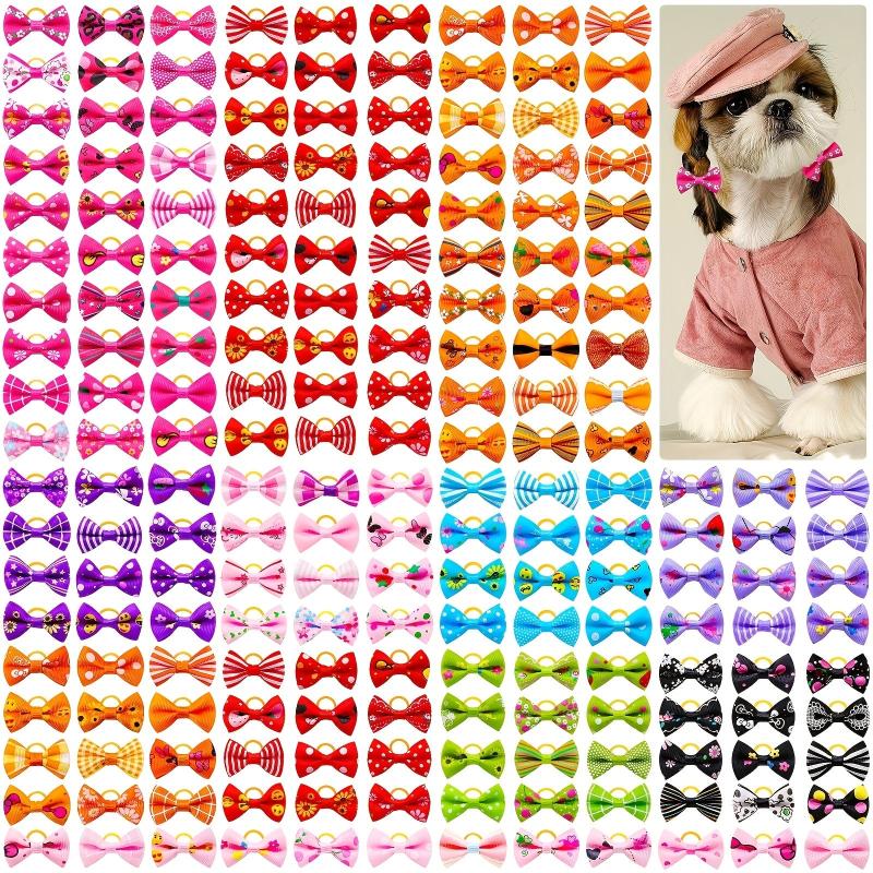 30pcs Multicolor Pet Hair Bows with Rubber Bands for Dog Grooming