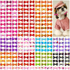 30pcs Multicolor Pet Hair Bows with Rubber Bands for Dog Grooming