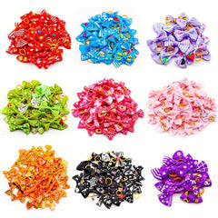 30pcs Multicolor Pet Hair Bows with Rubber Bands for Dog Grooming
