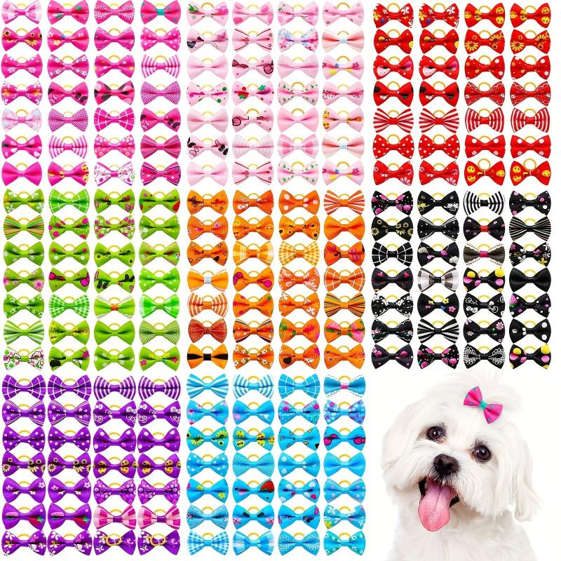 30pcs Multicolor Pet Hair Bows with Rubber Bands for Dog Grooming