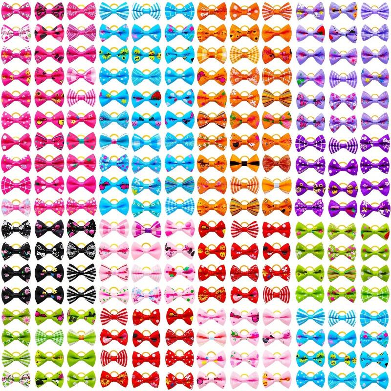 30pcs Multicolor Pet Hair Bows with Rubber Bands for Dog Grooming