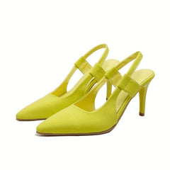 Satin Stiletto High Heel Sandals Pointed Toe Slingback Party Evening Dress