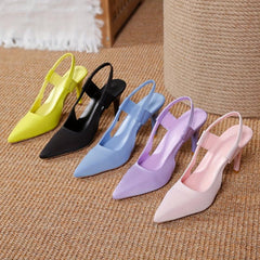 Satin Stiletto High Heel Sandals Pointed Toe Slingback Party Evening Dress